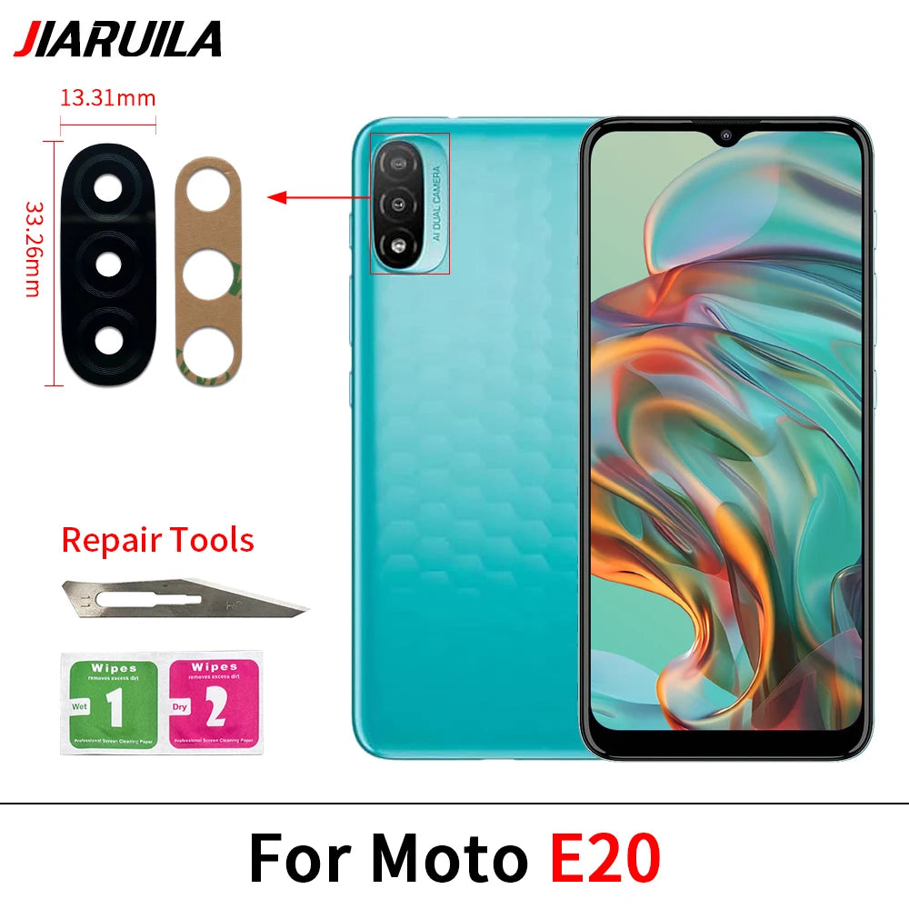 Back Rear Camera Glass Lens For Moto E4 E7 E6 E6s E5 E7i Plus Play Power E20 E30 E40 E22 E32 E13 E22i With Adhesive Motorola phone repair parts