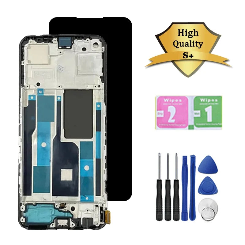 6.4“Super AMOLED For Realme 9 Pro+ RMX3392 LCD Display Touch Screen Digiziter For Realme 9 Pro Plus RMX3393 Display Frame  Oppo phone repair parts