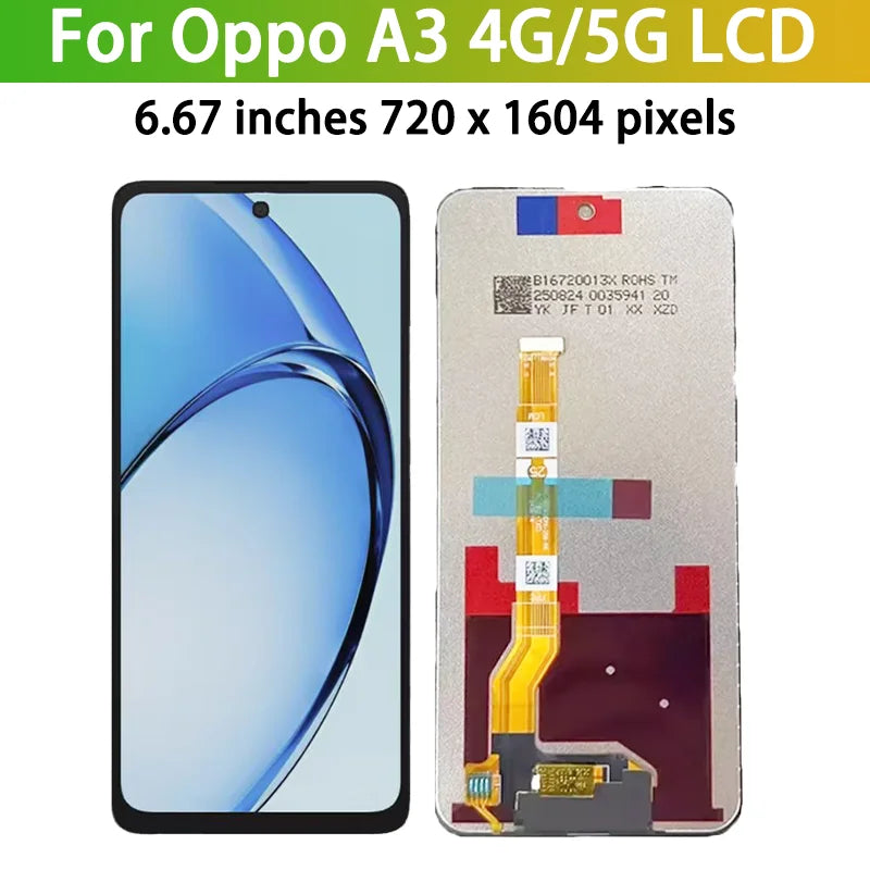 6.67”OEM For Oppo A3 4G/5G LCD Display Touch Screen Digitizer Assembly CPH2669 CPH3669 CPH2683 CPH2693 Display Frame Oppo phone repair parts Realme phone repair parts