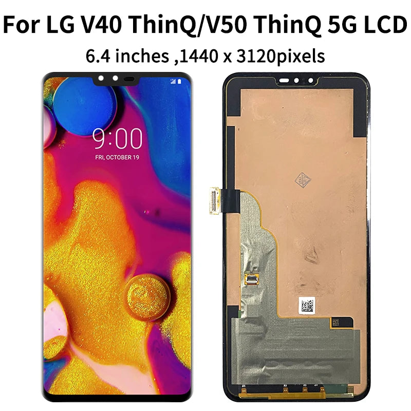 6.4 "AMOLED For LG V40 ThinQ LM-V405 Display Touch Screen Digitizer Assembly For LG V50 ThinQ 5G LM-V500 Display Frame LG phone repair parts