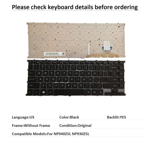 New US Language  Backlit Keyboard For Samsung NP940Z5L NP930Z5L Notebook PC Replacement Keyboard SAMSUNG laptop repair parts