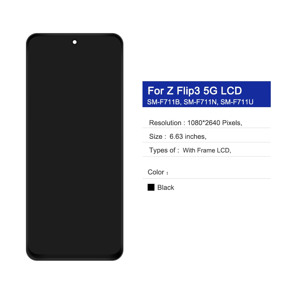 For Samsung Z Flip 3 F711 LCD Display Touch Screen For Samsung Z Flip3 5G LCD SM-F711 F711U F711B Display Replacement Samsung phone repair parts