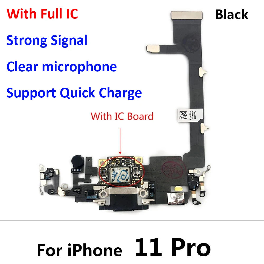 New USB Charging Port Charger Board Flex Cable For Iphone 11 Pro 11Pro Max Dock Connector With Microphone iPhone phone repair parts