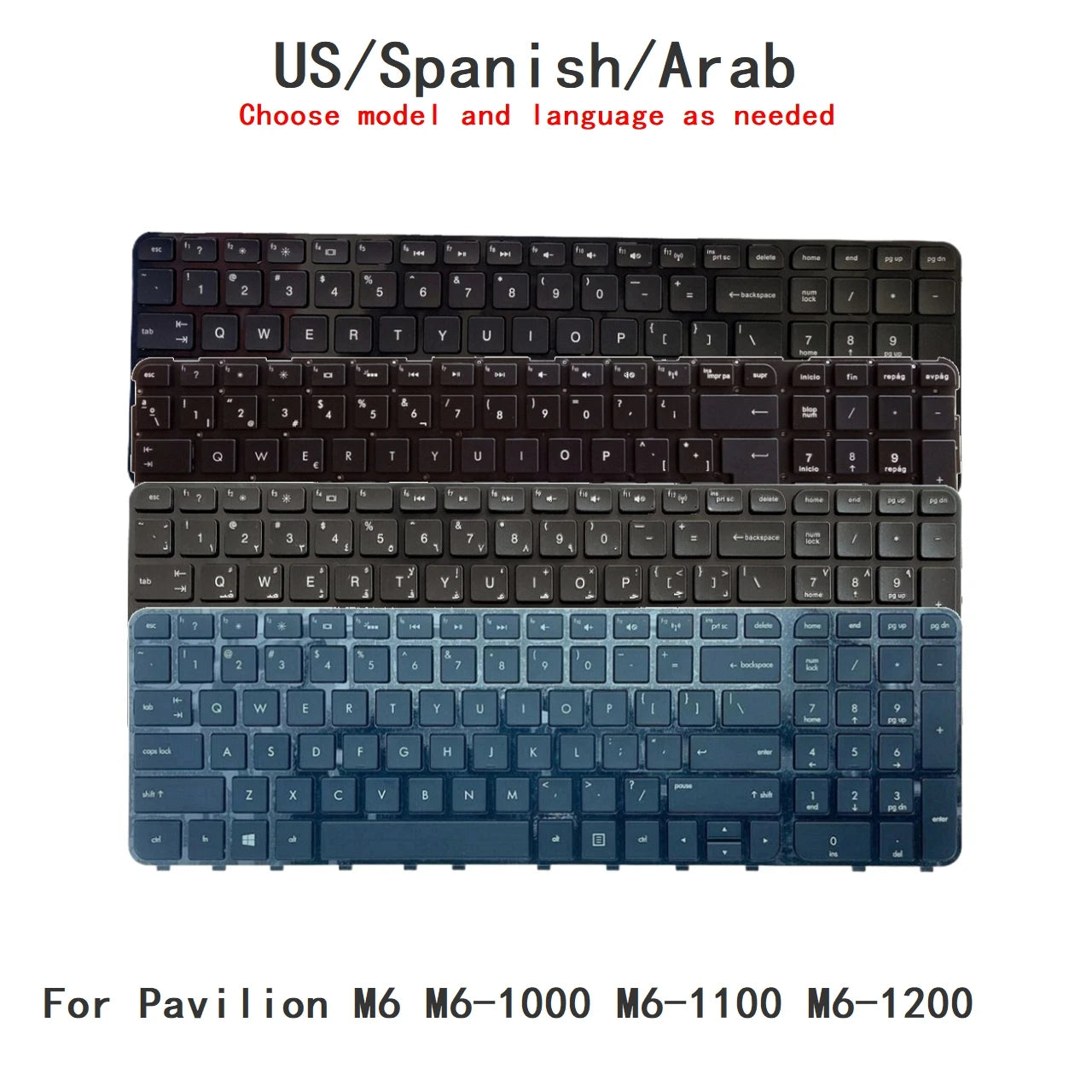 New US Spanish Arab Language  Backlit Keyboard For HP Pavilion M6 M6-1000 M6-1100 M6-1200 NSK-CL3BC  HP laptop repair parts