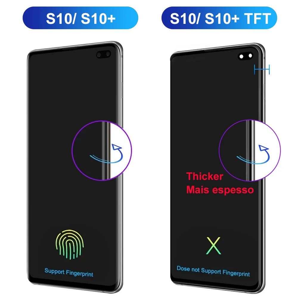 tft S10+ Screen Replacement, for Samsung Galaxy S10 Plus G975F Lcd Display Digital Touch Screen with Frame for Samsung S10 G973F Samsung phone repair parts