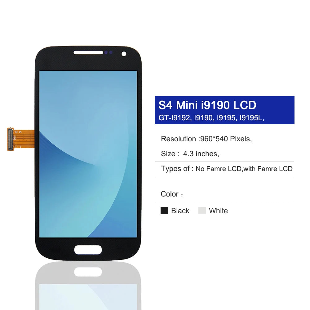 S4 Mini Display Screen, for SAMSUNG Galaxy S4 Mini I9192 I9190 I9195 Lcd Display Touch Screen Digitizer Assembly Replacement Samsung phone repair parts