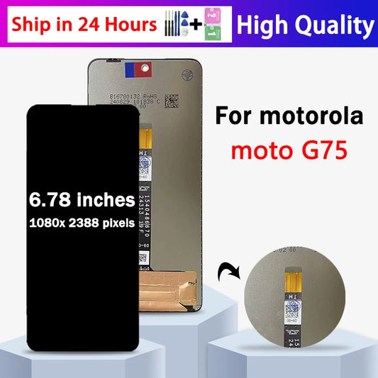 6.78'' Tested G75 Display Screen For Motorola Moto G75 LCD Display Touch Panel Screen Digitizer Assembly Replacment Motorola phone repair parts