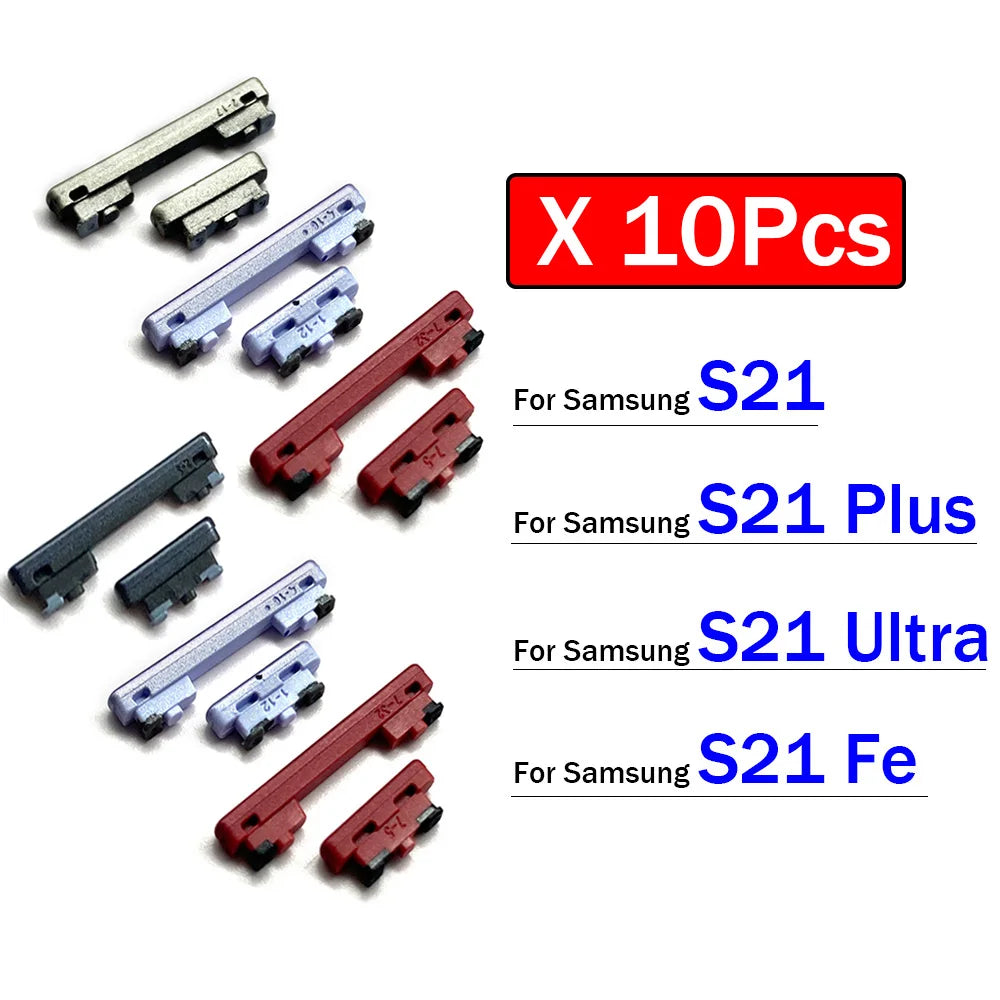 10Pcs, Side Keys Key Power and Volume Buttons Button For Samsung S21 / S21 Plus / S21 Ultra / S21 Fe Replacement Parts Samsung phone repair parts