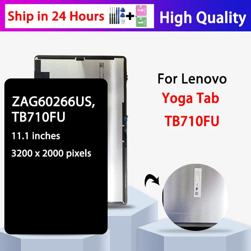 11.1" New For  Lenovo Yoga Tab TB710 TB710FU ZAG60266US LCD Display Touch Screen Digitizer Assembly Replacement Tablet repair parts