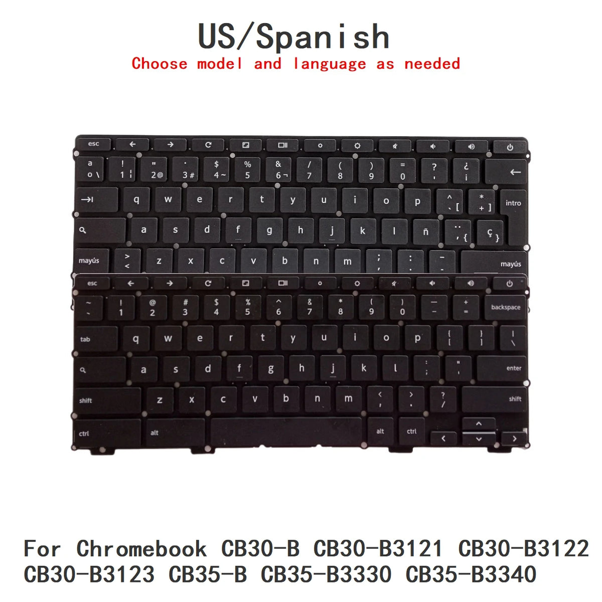 New US Spanish Backlit Keyboard For Toshiba Chromebook CB30-B CB30-B3121 CB30-B3122 CB30-B3123 CB35-B CB35-B3330 CB35-B3340