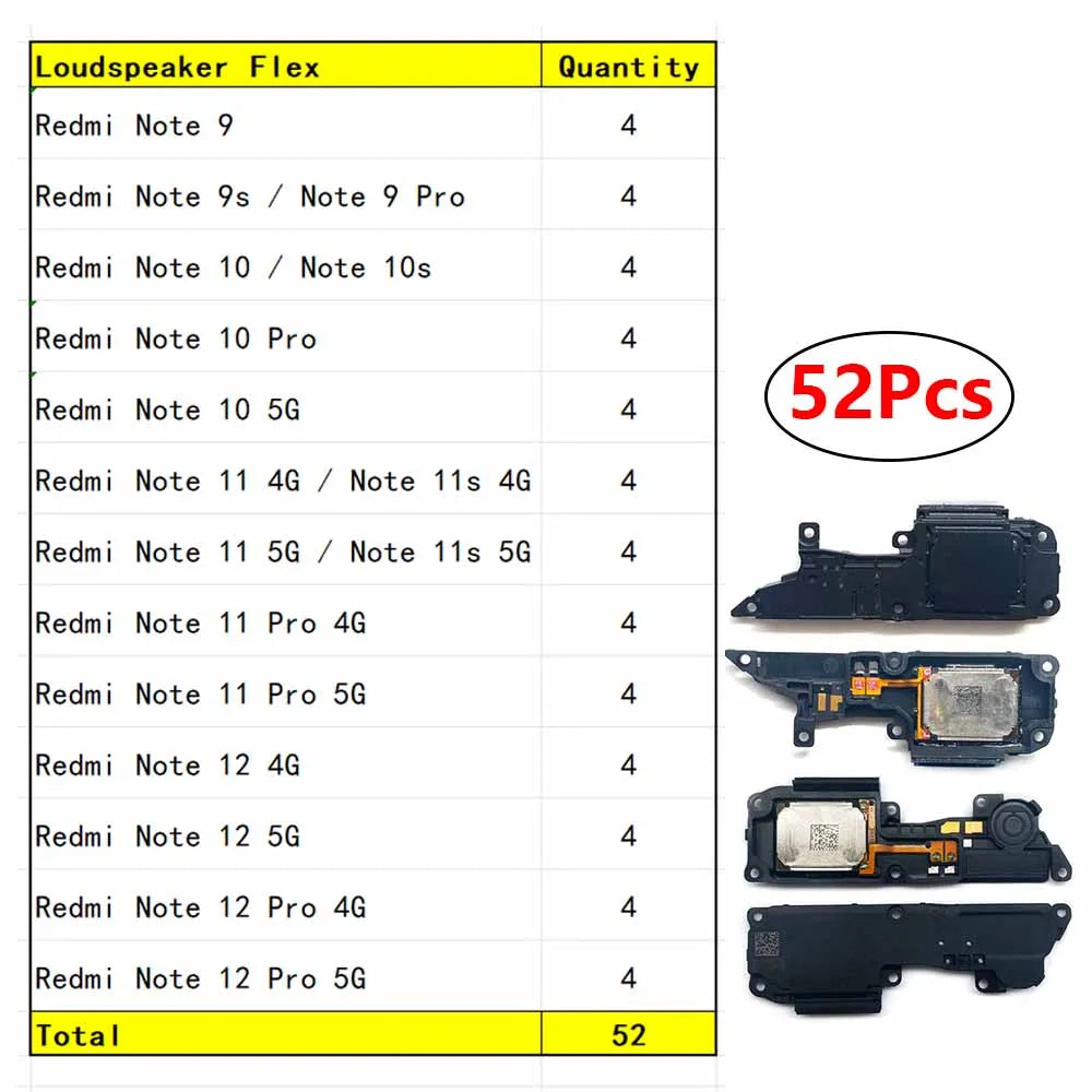 26Pcs, Loud Speaker Buzzer Ringer For Xiaomi Redmi Note 9 9s 10 10s 11 11s 12 Pro 4G 5G Loudspeaker Accessories  Xiaomi  Xiao mi phone repair parts