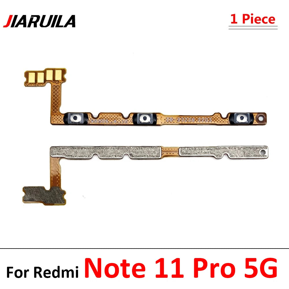 10Pcs,  Power On Off Volume Key Button Flex Cable For Xiaomi Redmi Note 10 10s 11 11s 12 12s 13 Pro Plus 4G 5G Xiaomi  Xiao mi phone repair parts