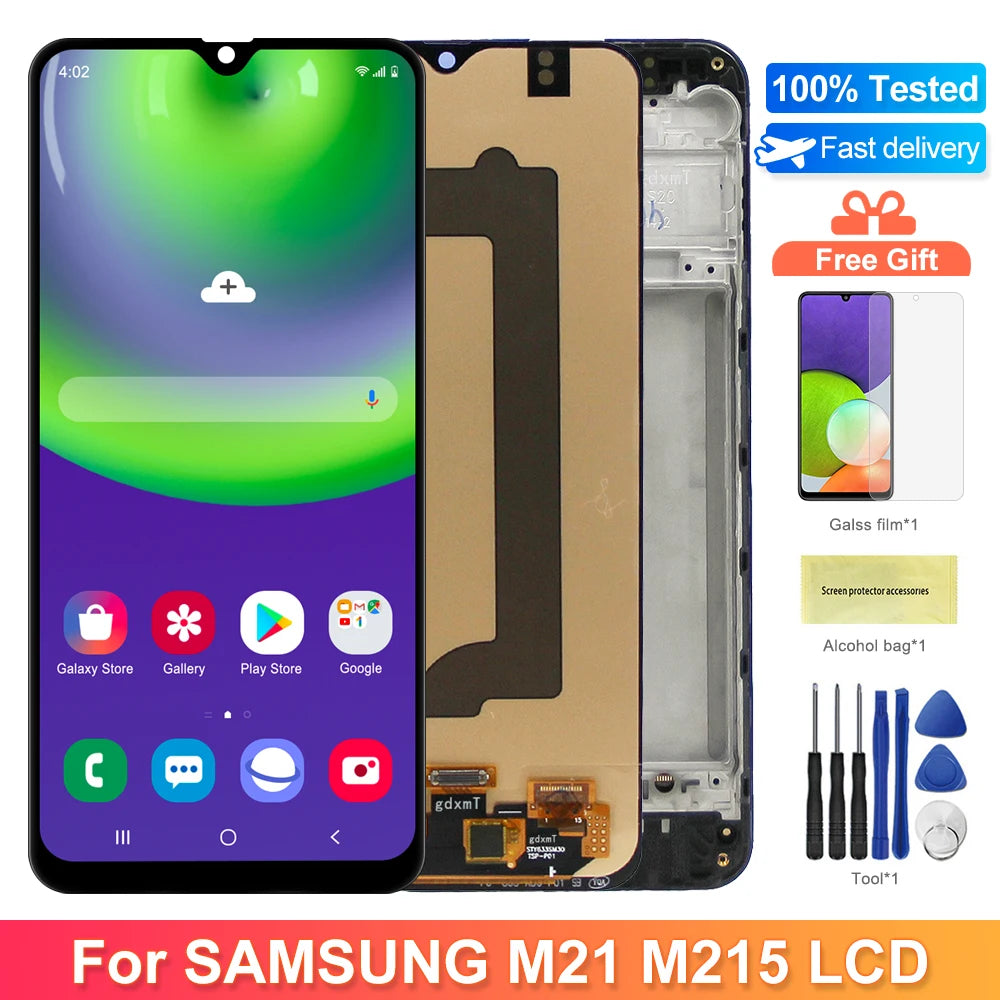 6.4'' Super AMOLED M21 Display, for Samsung Galaxy M21 M215 M215F M215F/DS Lcd Display Touch Screen Digitizer Assembly Parts Samsung phone repair parts
