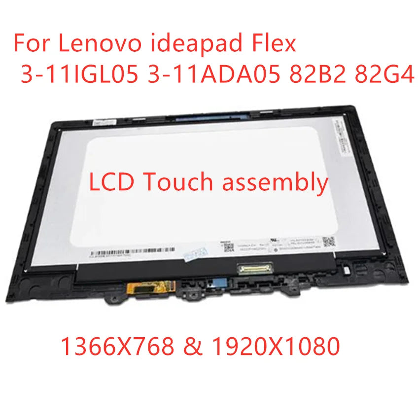 11.6" HD FHD Touch 5D10S39635 5D10S39636 LCD Module For Lenovo Ideapad Flex 3-11IGL05 3-11ADA05 Screen LCD Touch Display 82B2 82G4 Mtrix Panel Assembly Replacement Lenovo laptop repair parts