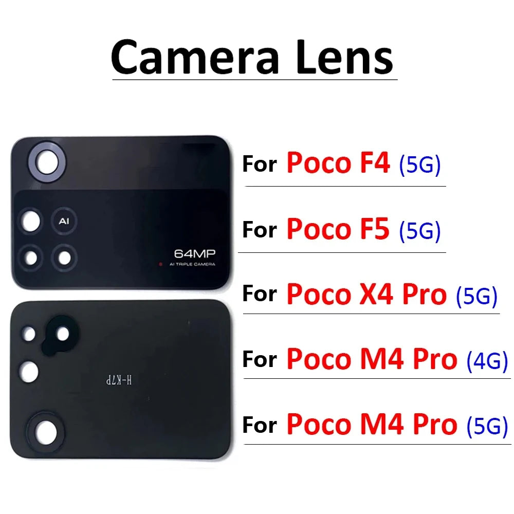 New Camera Glass For Xiaomi Poco F4 X4 M4 Pro F5 Gt 4G 5G Rear Back Camera glass Lens With Glue Adhesive Xiaomi  Xiao mi phone repair parts