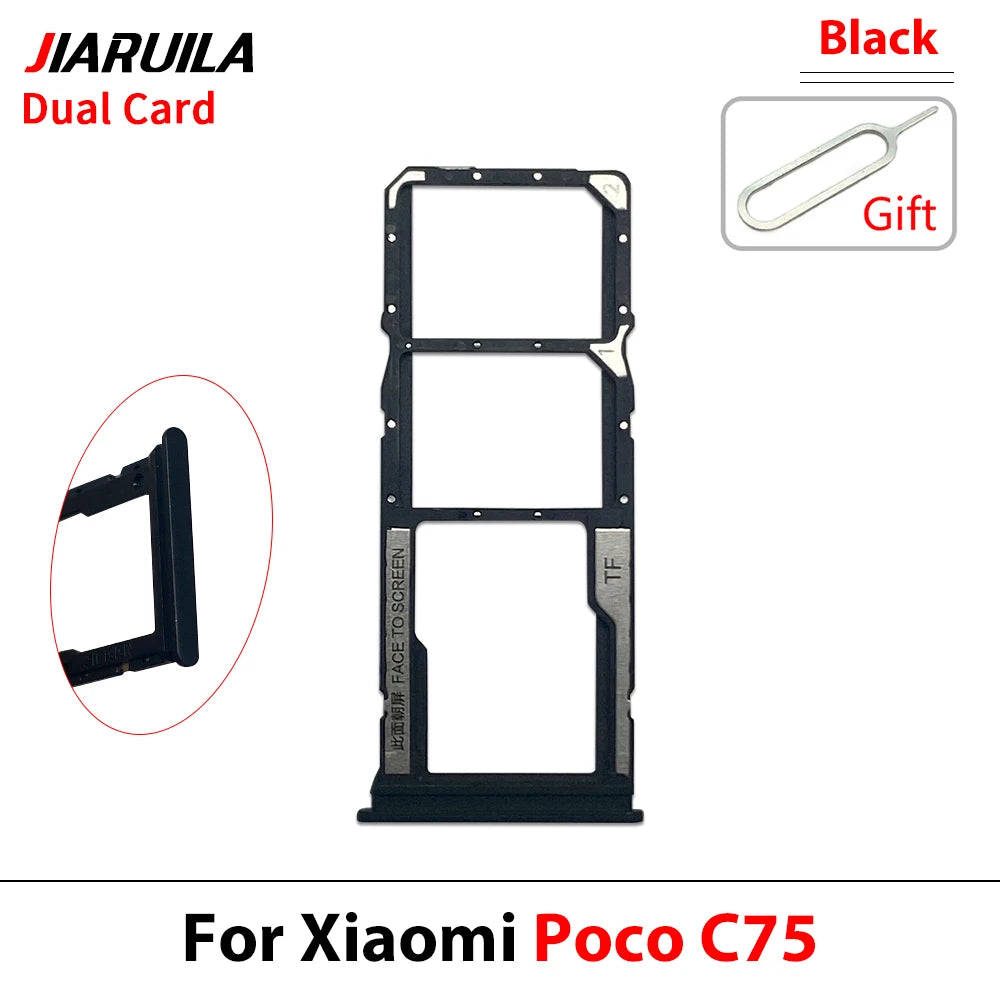 New SIM Card Slot SD Card Tray Holder Adapter For Xiaomi Poco C40 C65 C75 Repair Parts  Xiaomi  Xiao mi phone repair parts