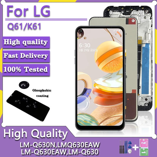 6.53'' IPS LCD For LG K61/Q61 LM-Q630EAW LM-Q630N LCD Display Touch Screen Digitizer Assembly With Frame Replacement Parts LG phone repair parts
