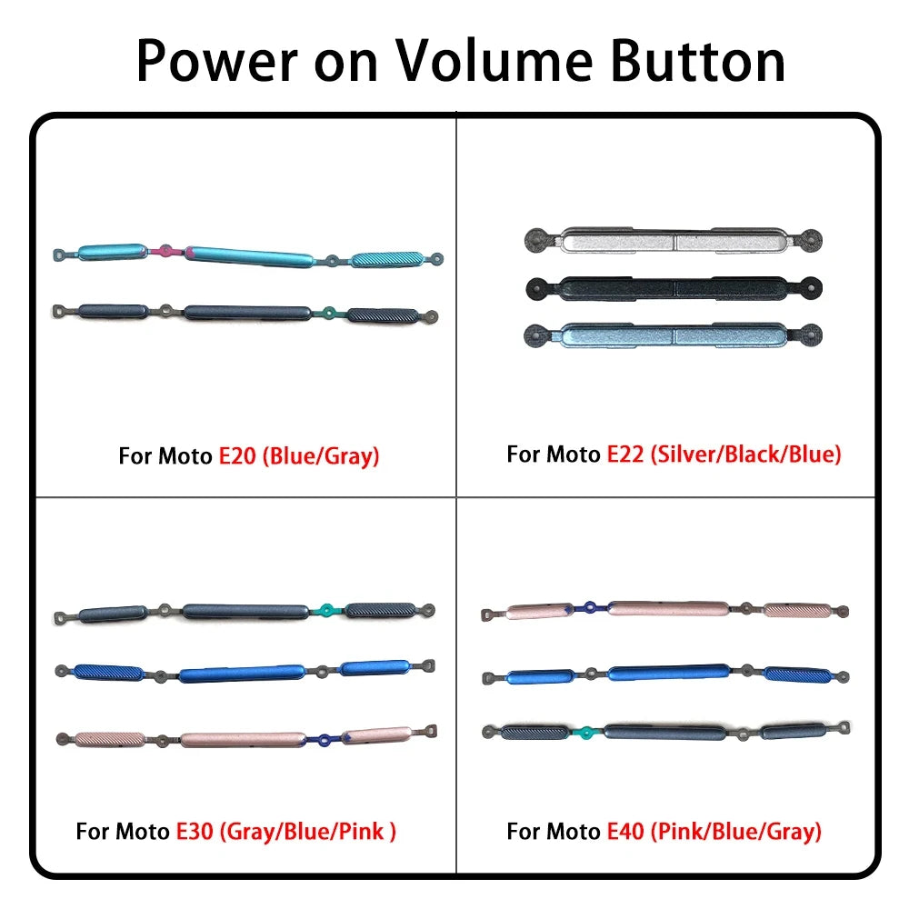 10Pcs,  Side Key Power and Volume Button For Motorola Moto E5 E6 E6s Plus E7 Power E20 E30 E40 E13 E32 E22 Replacement Parts Motorola phone repair parts