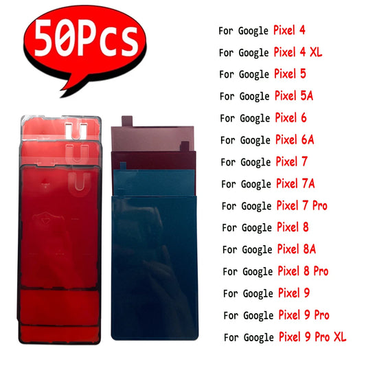 50Pcs，Waterproof  Adhesive Tape Rear Back Cover Frame Sticker Glue Parts For Google Pixel  3 4 5 6 7 8 Pro 6A 7A 8A 9 Pro XL Google Pixel Phone repair parts