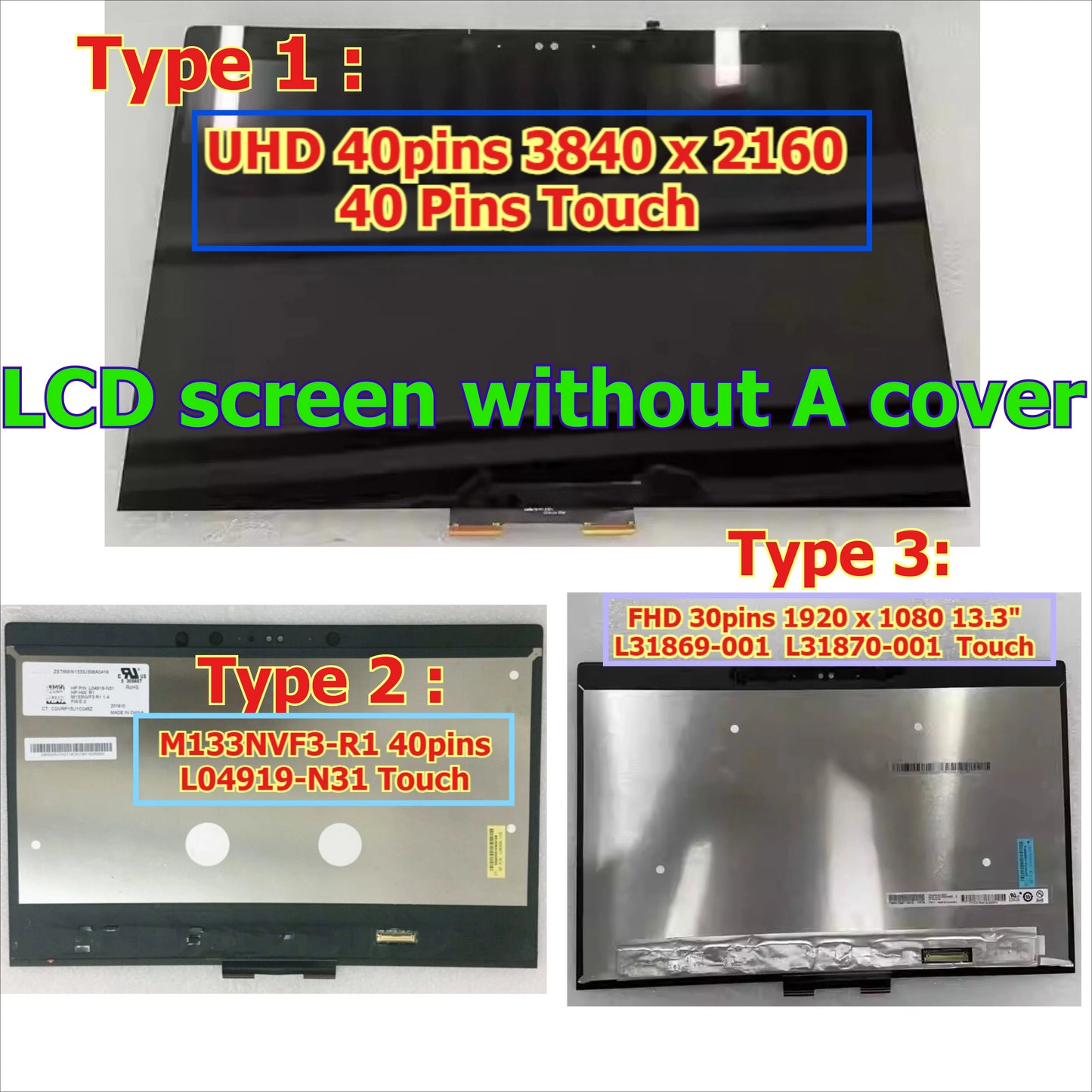 13.3" LED FHD UHD LCD screen display touch Panel For HP for Elitebook X360 1030 G3 G4 M133NVF3 L31870-001 L31869-001 L04919-N31