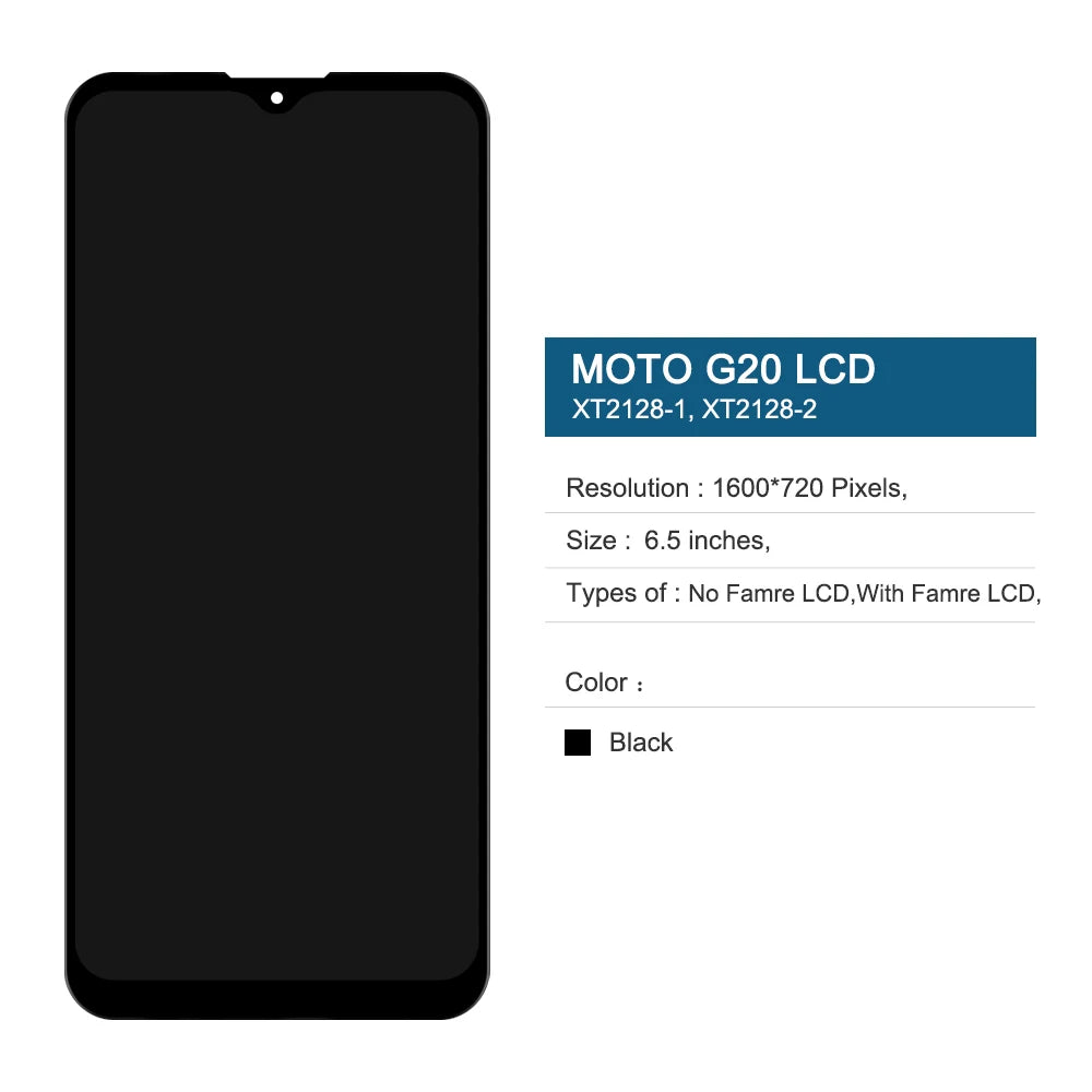 For Motorola Moto G20 Lcd Display Digital Touch Screen with Frame Replacement for Moto G20 XT2128-1 XT2128-2 Dislay Screen Motorola phone repair parts