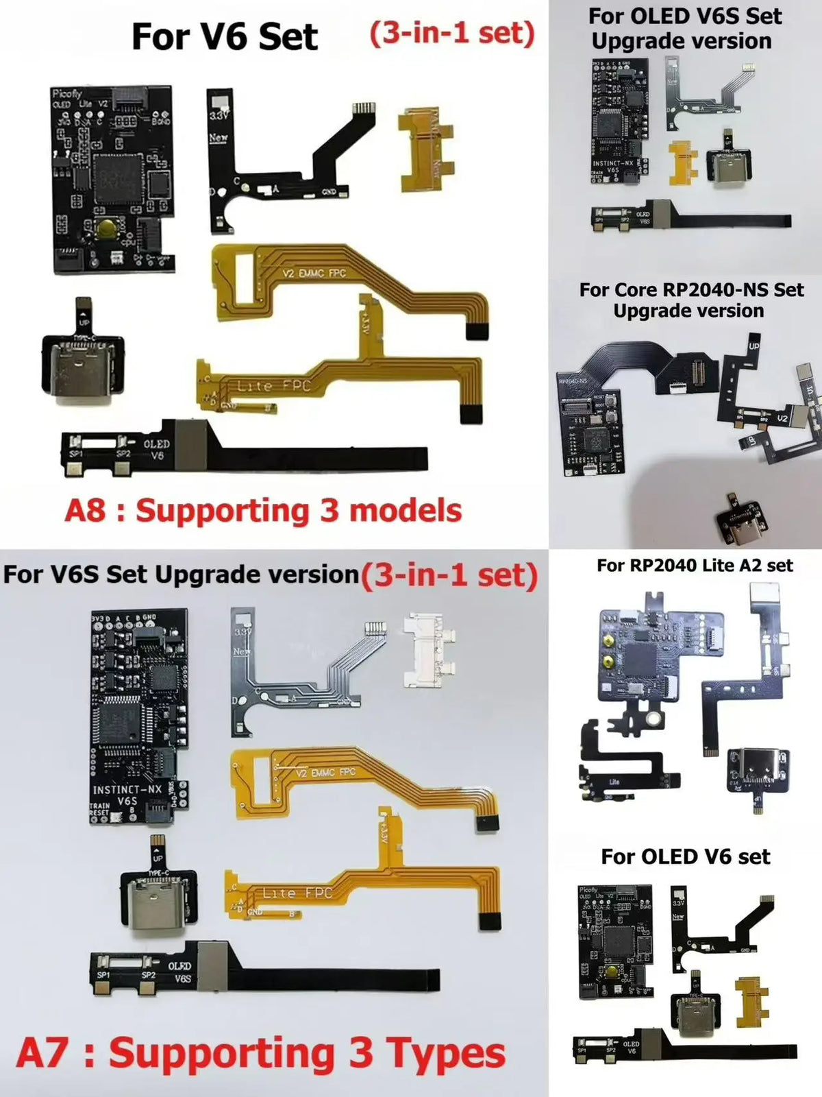 For Hwfly Picofly Raspberry Pi Rp2040 Chip Support Endurance Switch/NS Lite/OLED Scarf Cable Switch game console screen upgrade Game console repair parts