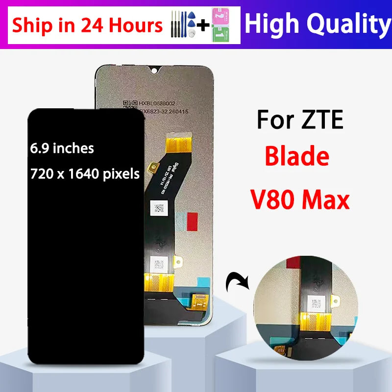 6.9"IPS LCD For ZTE nubia V80 Max Display Screen For ZTE Blade V80 Max LCD Display Touch Screen Digitizer Assembly ZTE phone repair parts
