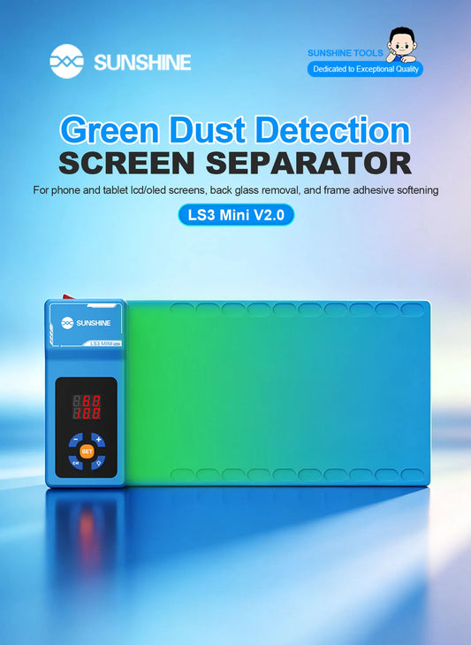 SUNSHINE LS3 Mini V2.0 Screen Separator Green Dust Detection Heating Pad 30-120℃ Temp Control for Phone Tablet LCD Repair Professional Repair Tools
