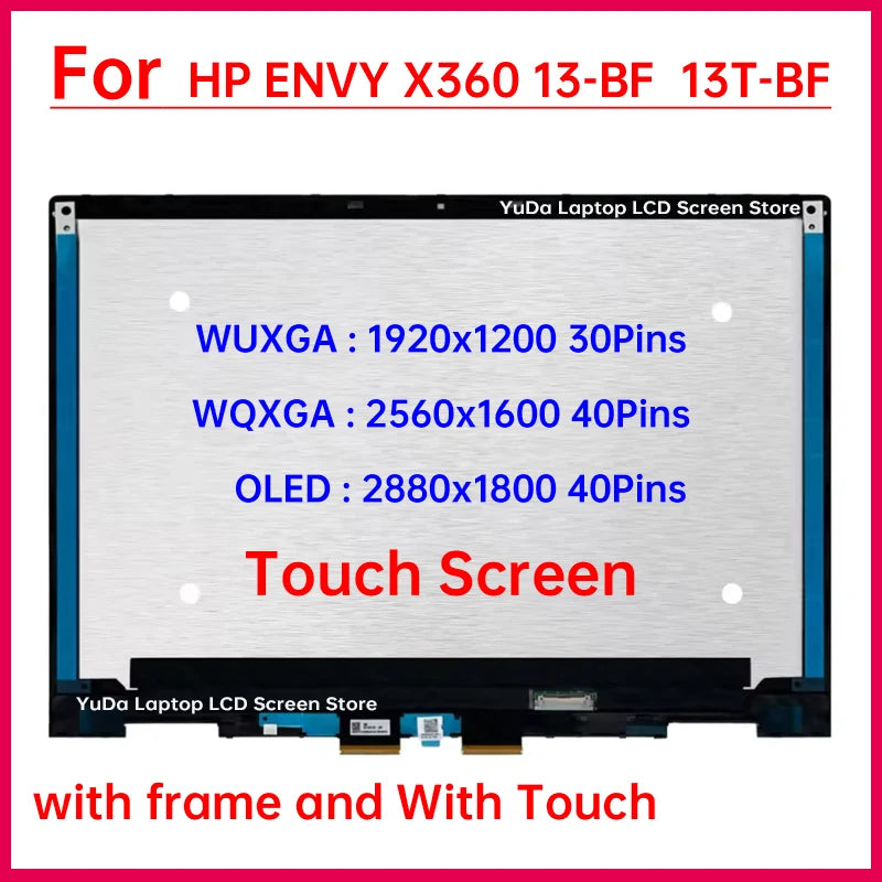 13.3" Touch Screen For HP ENVY x360 2-in-1 Laptop 13-bf 13t-bf LCD Display Digitizer+Frame Assembly Replacement WUXGA WQXGA OLED HP laptop repair parts