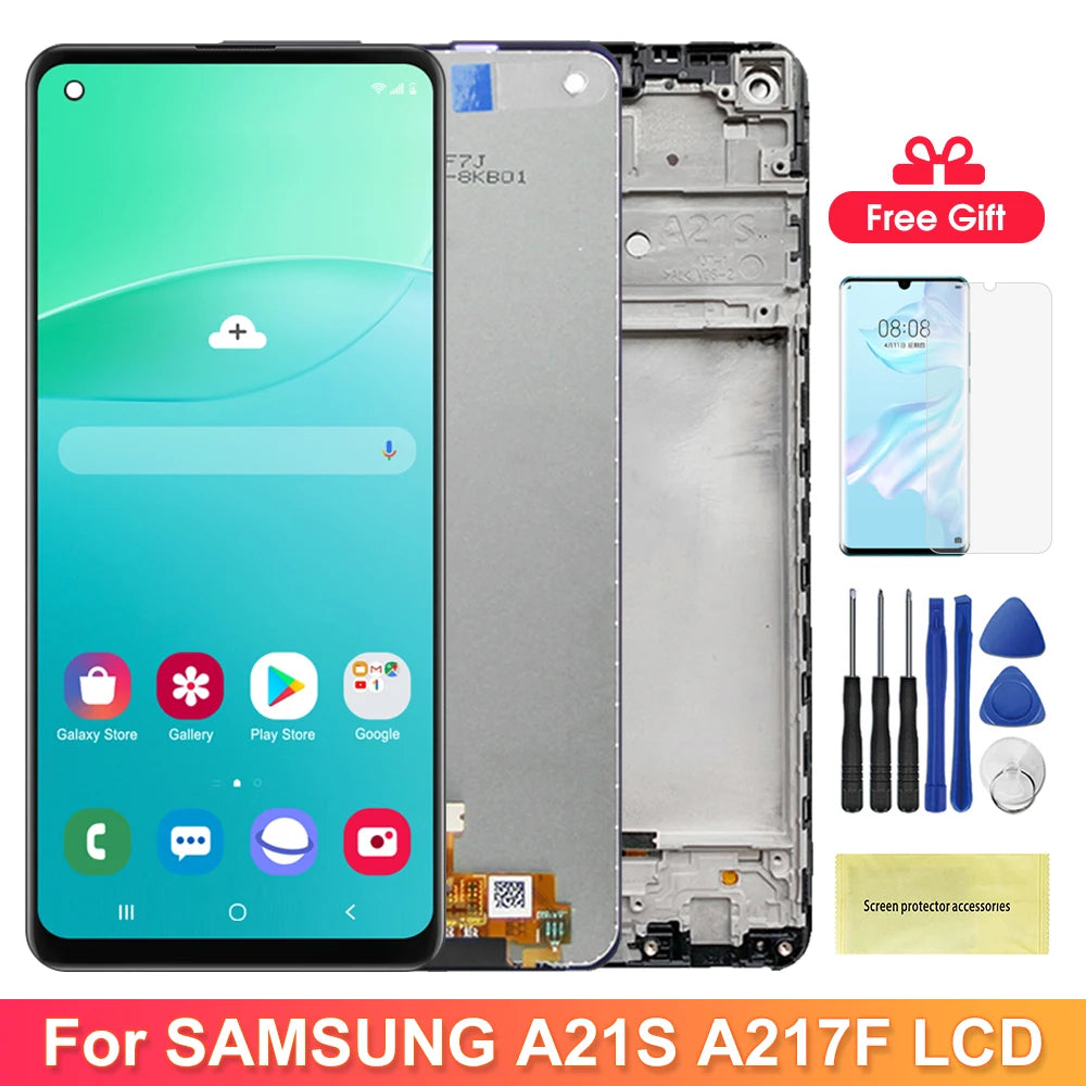 6.5" A21S Display Screen for Samsung Galaxy A21S A217 A217F/DS Lcd Display Touch Screen Digitizer with Frame Replacement Samsung phone repair parts