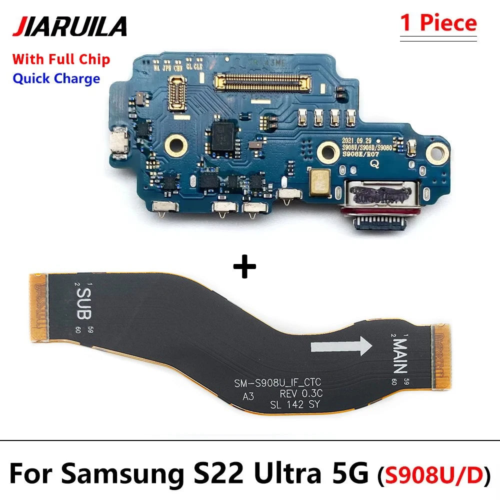 New USB Charger Charging Dock Port Connector Main Board Flex Cable For Samsung S22 S23 Plus Ultra 5G S901 S906 S908 S911 S916 Samsung phone repair parts