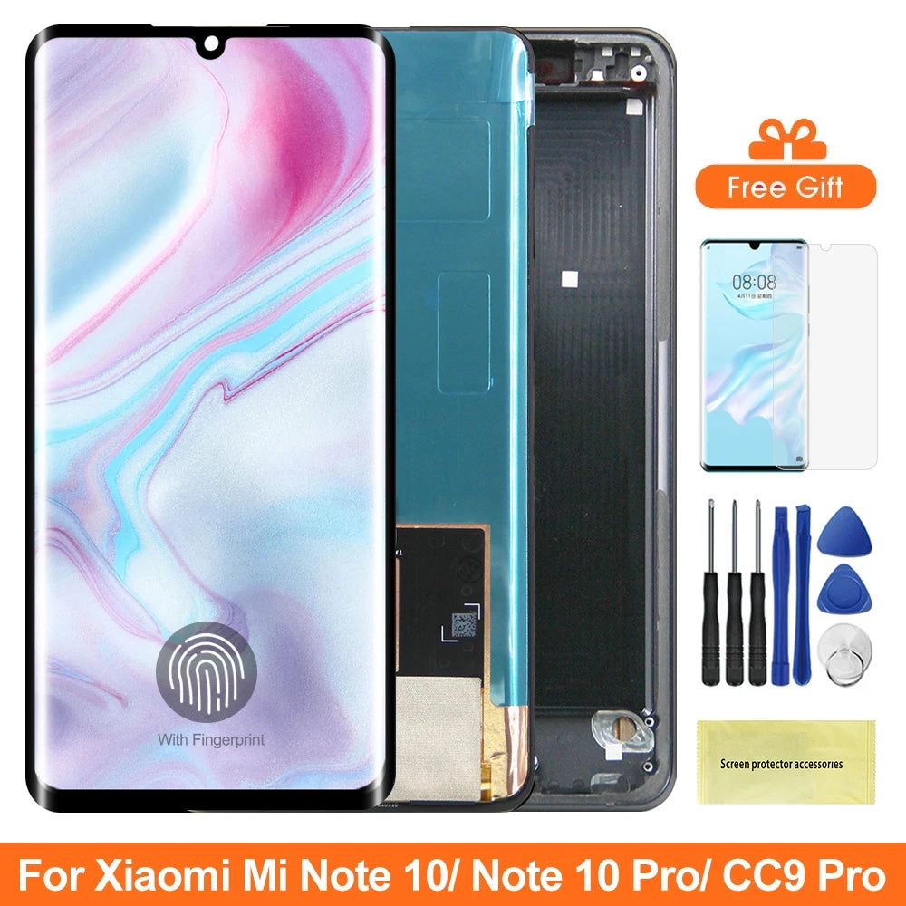 Screen for Xiaomi Mi CC9 Pro Lcd Display Touch Screen Digitizer Assembly with Frame for Xiaomi Mi Note 10 Pro / Note 10 Xiaomi phone repair parts