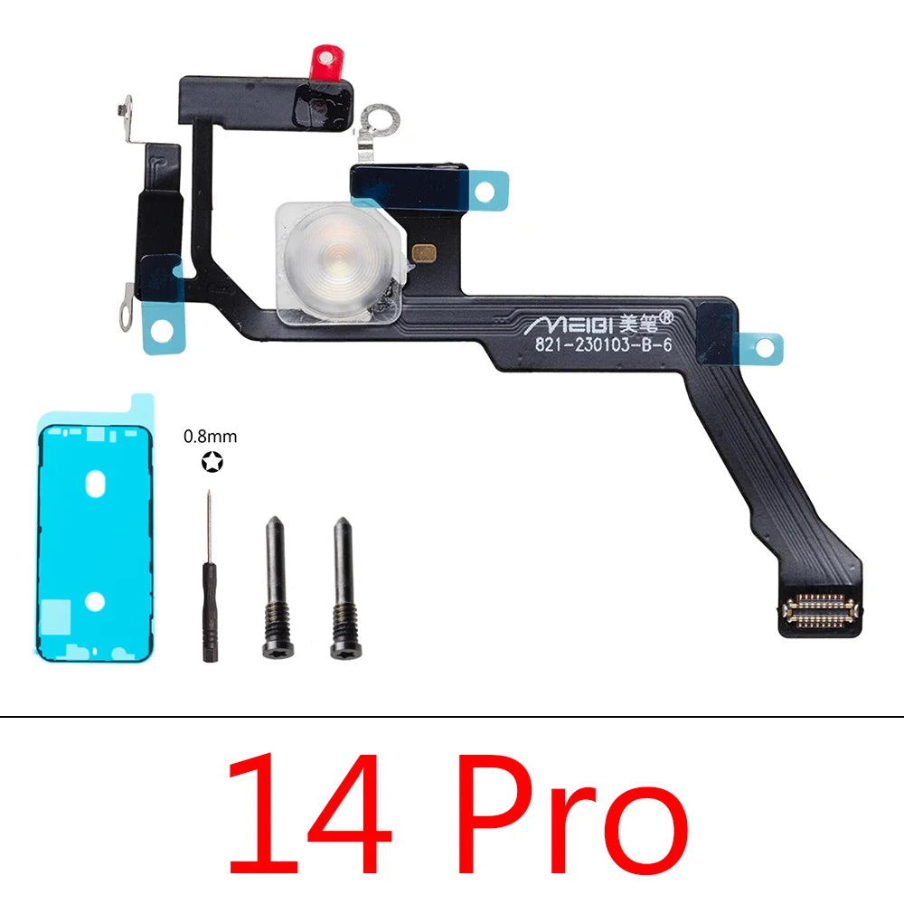 1set LED Flash Flex Cable For iPhone 16 Plus 15 Pro Max 14 13 Mini Proximity LED Light Sensor Ambient Flashlight iPhone phone repair parts