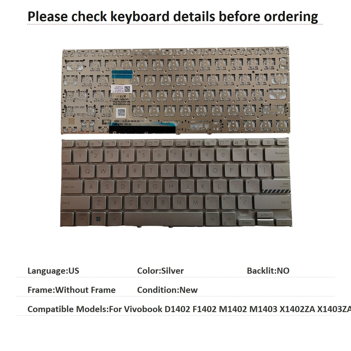 New US Language  Backlit Keyboard For ASUS Vivobook D1402 F1402 M1402 M1403 X1402ZA X1403ZA Notebook PC Replacement Keyboard  ASUS laptop repair parts