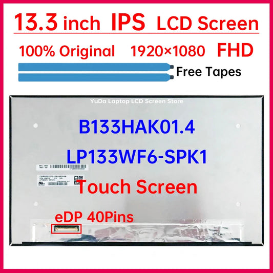 13.3" Laptop LCD Touch Screen B133HAK01.4 LP133WF6-SPK1 For Dell Latitude 7380 7390 Display Matrix Panel Replacement 1920x1080 DELL laptop repair parts