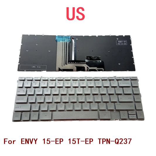 New US Laptop Backlit Keyboard For HP ENVY 15-EP 15T-EP TPN-Q237 Notebook PC Replacement  HP laptop repair parts