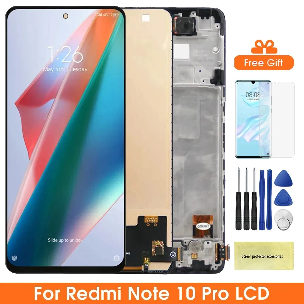 100% Tested Screen for Xiaomi Redmi Note 10 Pro M2101K6G M2101K6R LCD Display Touch Screen Digitizer Parts for Redmi Note 10 Pro Xiaomi phone repair parts