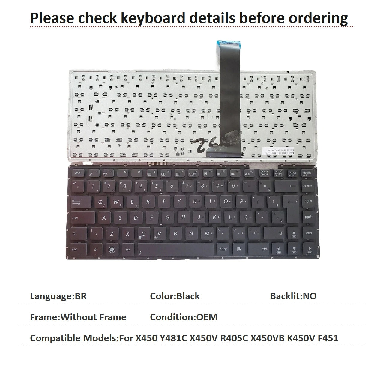 New US Russian Spanish Brazil Language  Keyboard For ASUS X450 Y481C X450V R405C K450V Notebook PC Replacement Keyboard ASUS laptop repair parts