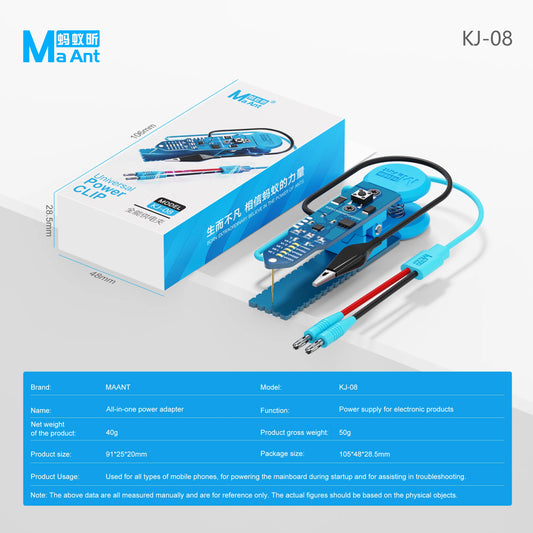 MaAnt KJ‑08 Universal Power Clip Motherboard Boot Test Clamp One‑Click Power on For IPhone Android Mobile Phone Repair Tool Professional Repair Tools