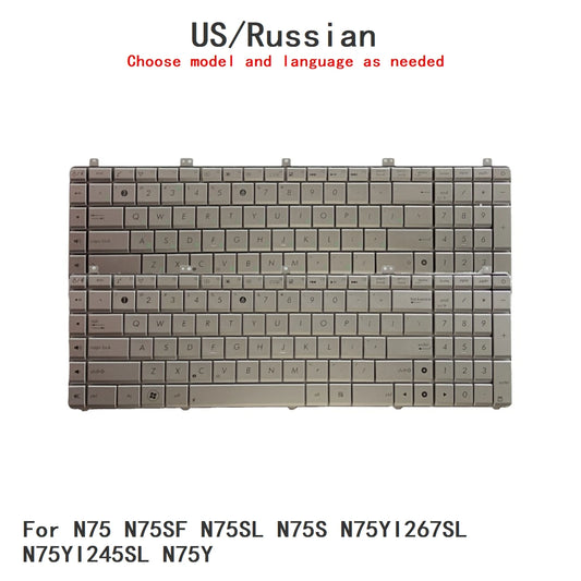 New US Russian Language  Keyboard For ASUS N75 N75SF N75SL N75S N75YI267SL N75YI245SL N75Y Notebook PC Replacement Keyboard ASUS laptop repair parts