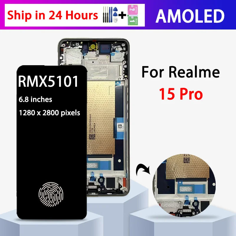 6.8''AMOLED 144Hz for Realme15 Pro Display Screen For Realme 15 Pro Lcd RMX5101 Display Screen Touch Digitizer Assembly  Oppo phone repair parts