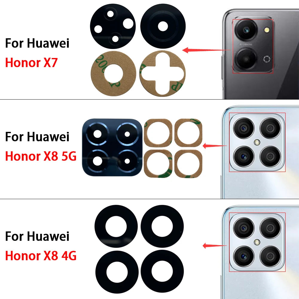 100Pcs, Back Rear Camera Glass Lens With Adhesive For Huawei Honor X5 X6 X6s X6A X6B X7 X7A X7B X8 X8A X8B X9 X9A X9B 4G 5G Huawei phone repair parts