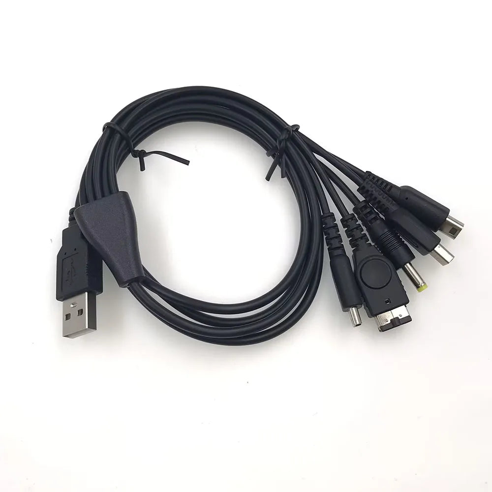 5 In 1 USB Charging Cable For Nintendo New 3DS XL NDS Lite Ndsi XL Wii U Charger Cable For Nintendo GBA SP For Sony PSP 1000/200 Game console repair parts