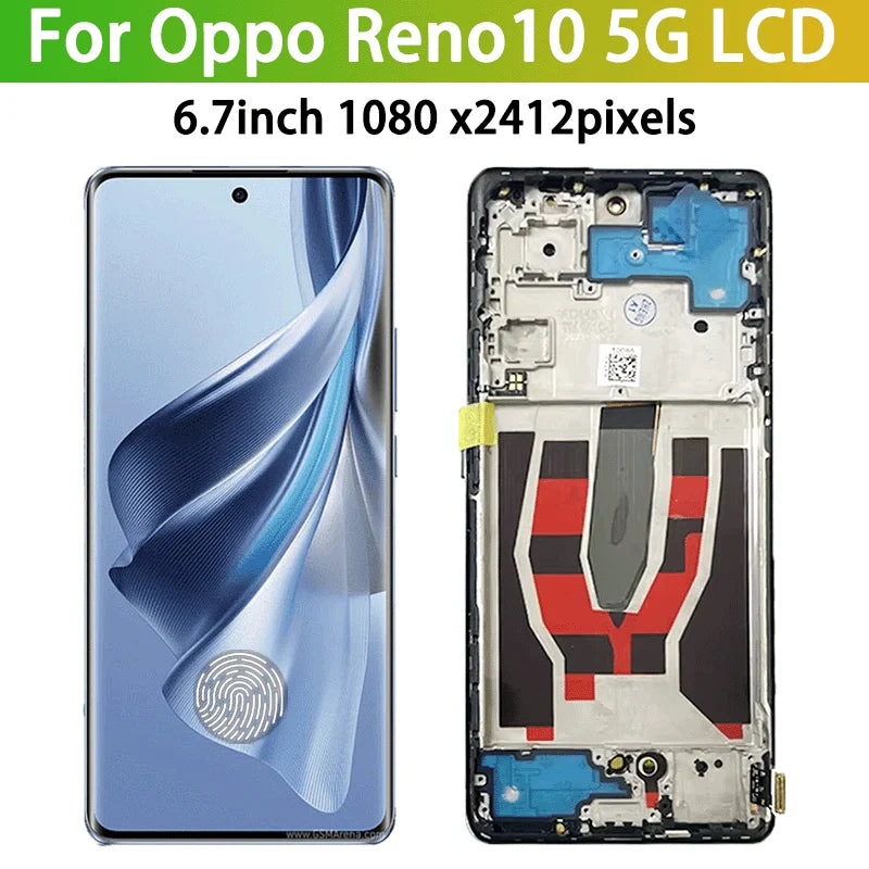 6.7"New For Oppo Reno10 Reno 10 5G Global CPH2531 LCD Display+Touch Screen Digitizer Assembly Replacement Repair Parts Oppo phone repair parts Realme phone repair parts