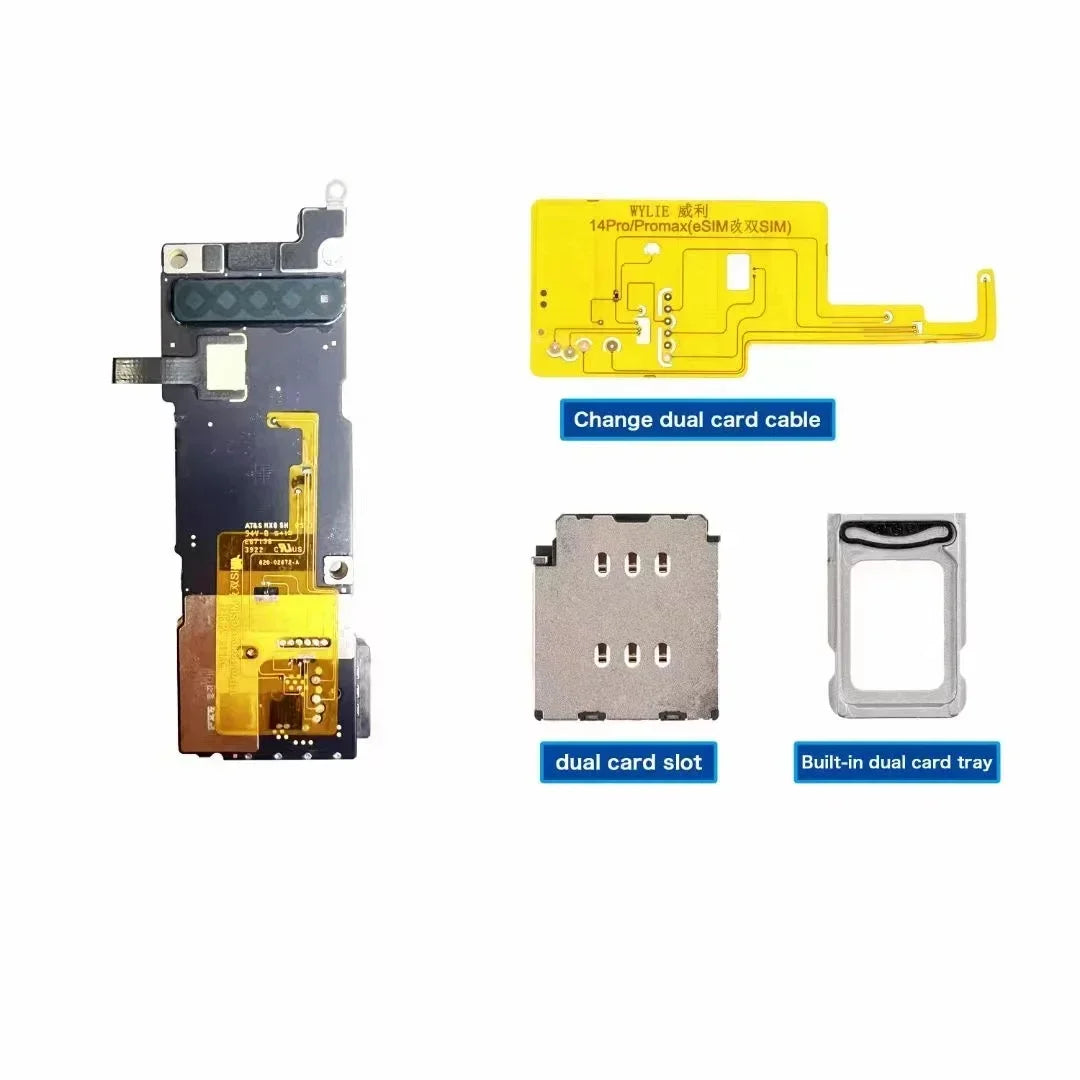 WYLIE Dual Card Change to Single Card Cable for IPHONE 14/15 16Pro Max Series eSIM to SIM No Need Separation No Damage Flex Part Professional Repair Tools