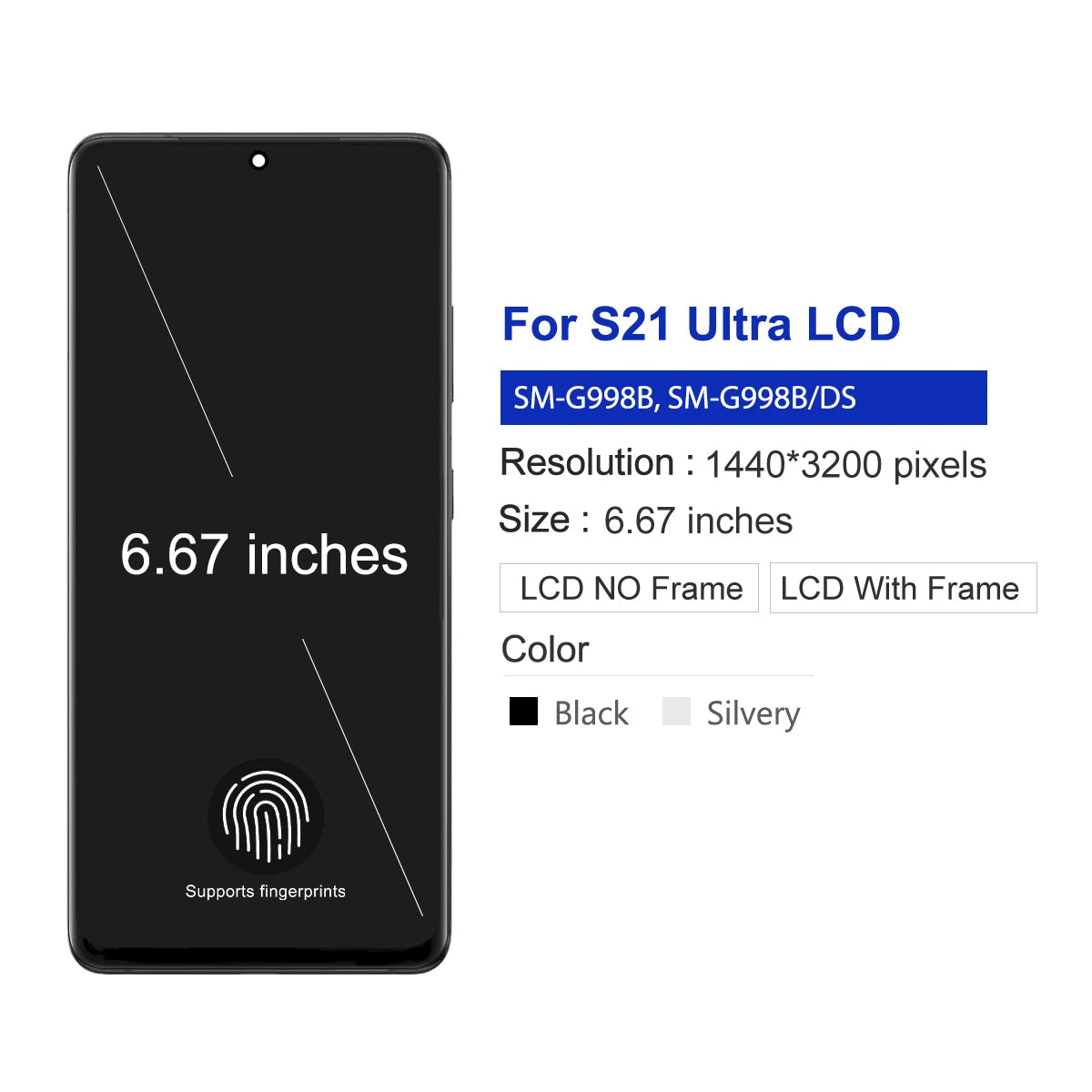 AMOLED with Frame S21 Ultra Screen for Samsung Galaxy S21 Ultra 5G G998B G998B/DS Lcd Display Touch Screen Digitizer Assembly ﻿ Samsung phone repair parts