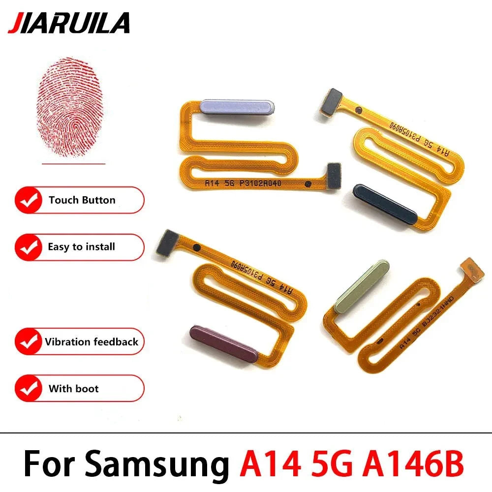 10Pcs, For Samsung A14 4G 5G A145F A145P A146B A146P Fingerprint Sensor Home Return Key Menu Button Flex Cable Samsung phone repair parts