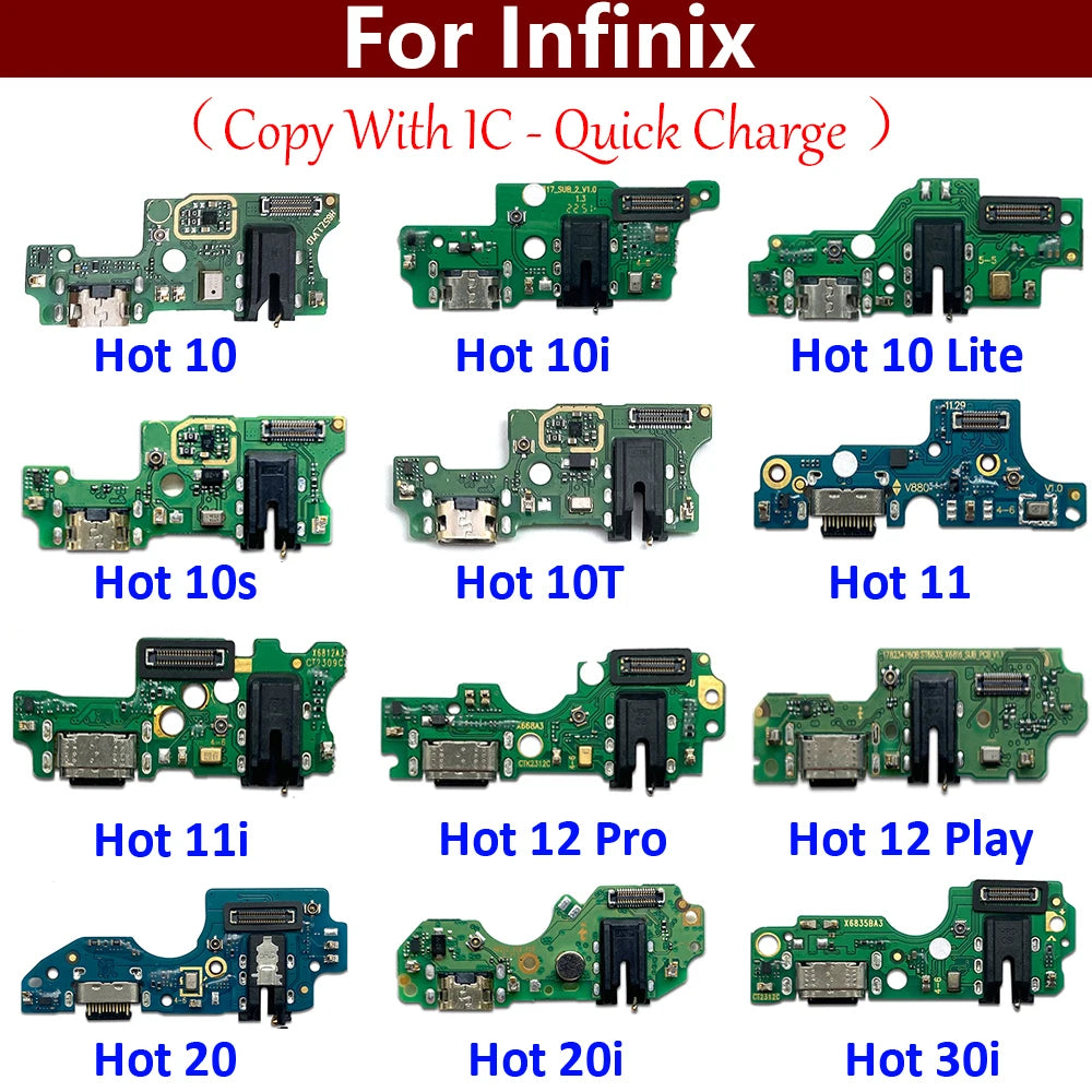 USB Charge Port Dock Connector Charging Board Flex Cable For infinix Hot 9 10 10i 10s 10T 11 11s 12 20 20i 30i 30 40 Play Pro 5G  infinix phone repair parts