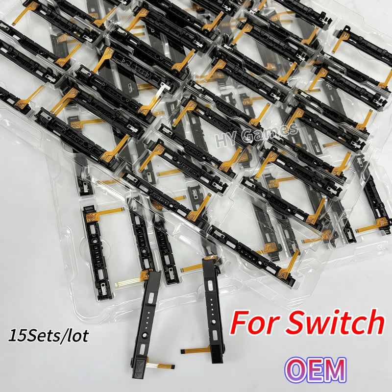 15Sets OEM Plastic Slider for Switch Right and Left LR Slide Rail with Flex Cable for NS Switch Console Replacement High Quality Game console repair parts