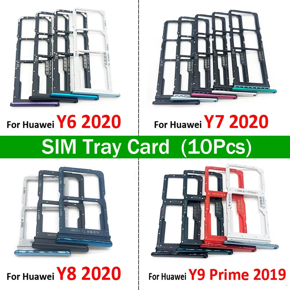 10Pcs/Lot, New For Huawei Y6 Y7P Y8P 2020 Y9 Prime 2019 SIM Card Tray Slot Holder Repairing Parts Huawei phone repair parts